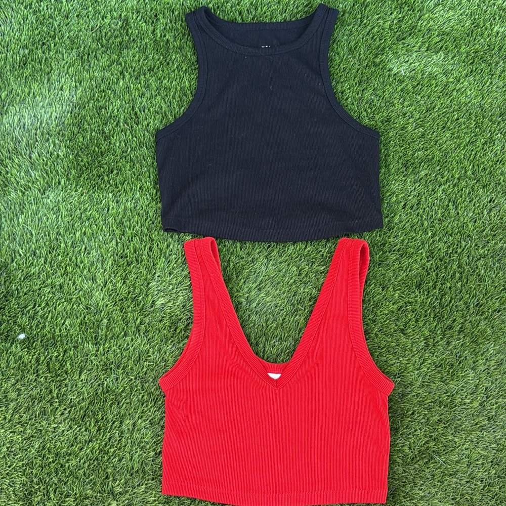 Wild Fable Bundle Black & Red Ribbed Top Size S